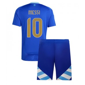 Argentina Lionel Messi #10 Dětské Venkovní dres komplet Copa America 2024 Krátký Rukáv (+ trenýrky)